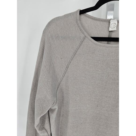 cy Womens Heather Grey Loose Fit Pullover Crew Neck Long Sleeve Back Slit Top XL - Picture 2 of 4